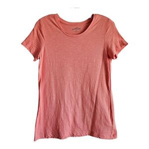 EDDIE BAUER Women XS S T-Shirt Coral Orange Short Sleeve Cotton & Modal Bust 32"